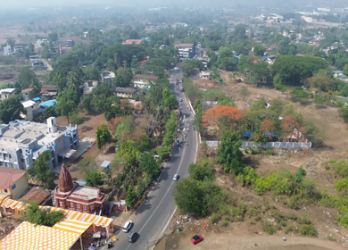 Aerial View of Hindu Religious Procession Near Khopali Mandir Maharashtra