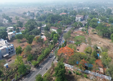 Aerial View of Hindu Religious Procession Near Khopali Mandir Maharashtra