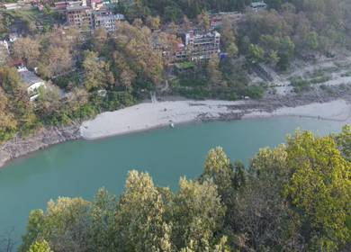 Aerial View of River Valley Near Devprayag Uttarakhand India