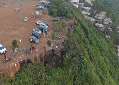 Aerial View of Rocky Cliff and Tourist Area Goa