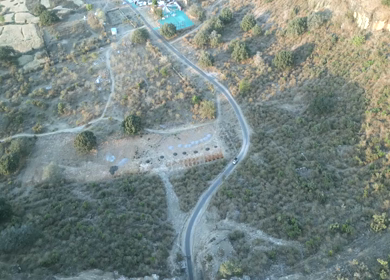 Aerial View of Rocky Landscape and Road Cutting in Chanderi Madhya Pradesh
