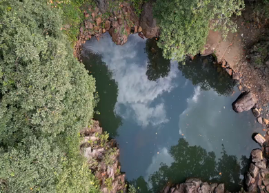 Aerial View of Rocky Stream and Lush Forest Landscape Pratapgarh Rajasthan India