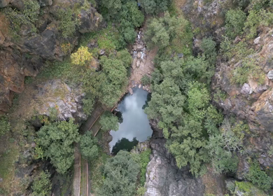 Aerial View of Rocky Stream and Lush Forest Landscape Pratapgarh Rajasthan India