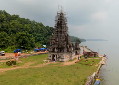 Aerial View of Rudra Temple at Onakona Dhamtari Chhattisgarh India