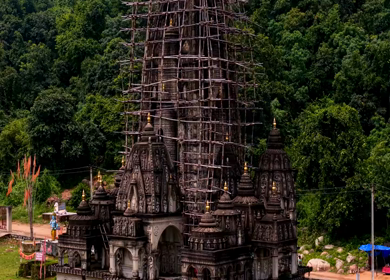 Aerial View of Rudra Temple at Onakona Dhamtari Chhattisgarh India