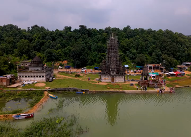 Aerial View of Rudra Temple at Onakona Dhamtari Chhattisgarh India