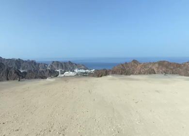 Aerial View of Rugged Mountains and Gulf of Oman Coastline Muscat Oman