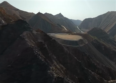 Aerial View of Rugged Mountains and Gulf of Oman Coastline Muscat Oman