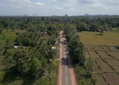 Aerial View of Rural Hiriwadunna with Sigiriya and Pidurangala Rocks Sri Lanka