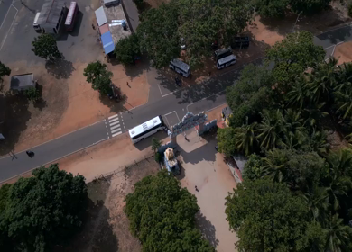 Aerial View of Rural Hiriwadunna with Sigiriya and Pidurangala Rocks Sri Lanka