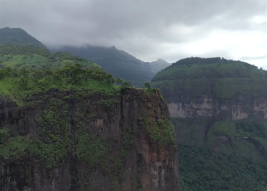 Aerial View of Salavi Ghat Cliff and Waterfall Maharashtra India