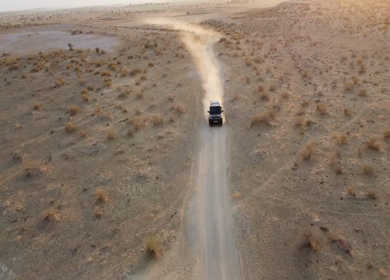 Aerial View of Sam Sand Dunes and Desert Landscape Jaisalmer