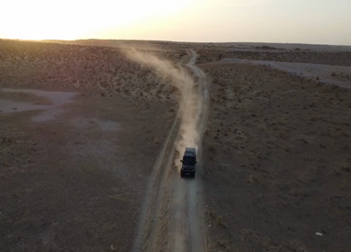 Aerial View of Sam Sand Dunes and Desert Landscape Jaisalmer