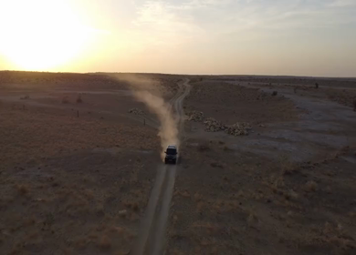 Aerial View of Sam Sand Dunes and Desert Landscape Jaisalmer