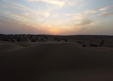 Aerial View of Sam Sand Dunes and Desert Landscape Jaisalmer