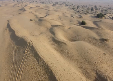 Aerial View of Sam Sand Dunes and Desert Landscape Jaisalmer