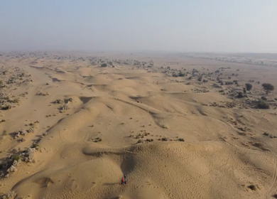 Aerial View of Sam Sand Dunes and Desert Landscape Jaisalmer