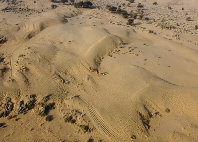 Aerial View of Sam Sand Dunes and Desert Landscape Jaisalmer