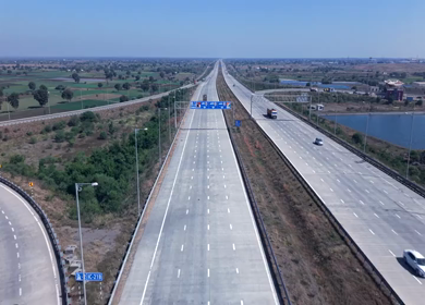 Aerial View of Samruddhi Mahamarg Expressway Interchange in Maharashtra