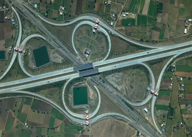 Aerial View of Samruddhi Mahamarg Expressway Interchange in Maharashtra