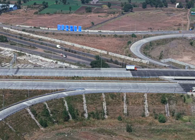 Aerial View of Samruddhi Mahamarg Expressway Interchange in Maharashtra
