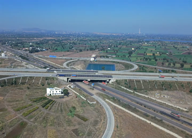 Aerial View of Samruddhi Mahamarg Expressway Interchange in Maharashtra