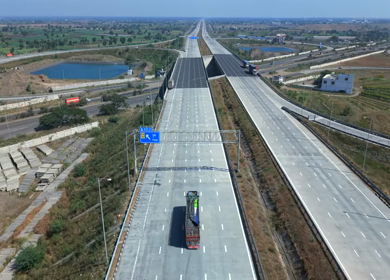 Aerial View of Samruddhi Mahamarg Expressway Interchange in Maharashtra