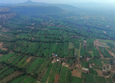 Aerial View of Samruddhi Mahamarg Through Rural Maharashtra, India