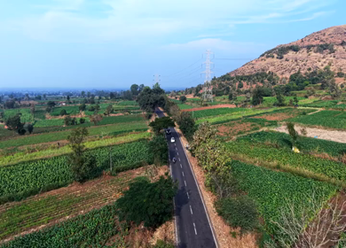 Aerial View of Samruddhi Mahamarg Through Rural Maharashtra, India