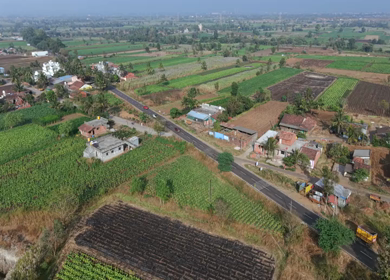 Aerial View of Samruddhi Mahamarg Through Rural Maharashtra, India