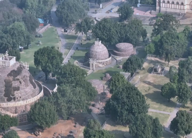 Aerial View of Sanchi Stupa Buddhist Monument Raisen Madhya Pradesh