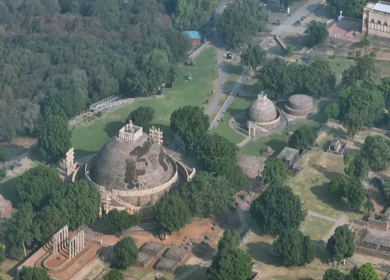 Aerial View of Sanchi Stupa Buddhist Monument Raisen Madhya Pradesh