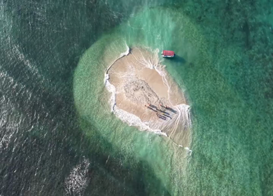 Aerial View of Sandbar Island and Turquoise Sea at Erwadi Tamil Nadu India