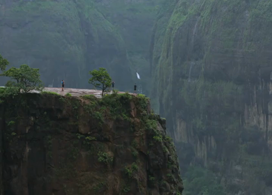 Aerial View of Savlya Ghat Tamhini Ghat Waterfalls and Sahyadri Mountains Maharashtra India