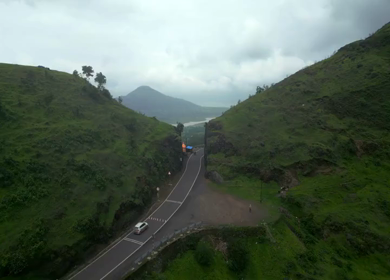 Aerial View of Scenic Countryside and Winding Highway in Maharashtra