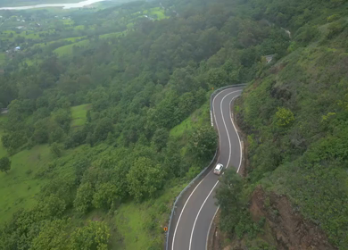 Aerial View of Scenic Countryside and Winding Highway in Maharashtra
