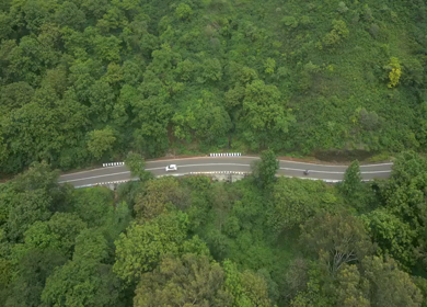 Aerial View of Scenic Countryside and Winding Highway in Maharashtra