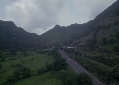 Aerial View of Scenic Countryside and Winding Highway in Maharashtra