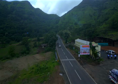 Aerial View of Scenic Countryside and Winding Highway in Maharashtra