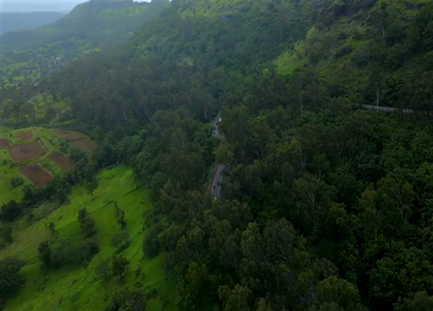 Aerial View of Scenic Countryside and Winding Highway in Maharashtra