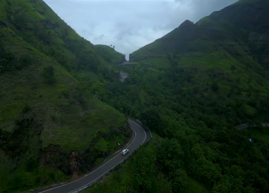 Aerial View of Scenic Countryside and Winding Highway in Maharashtra