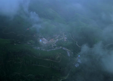 Aerial View of Scenic Mountain Roads and Tea Plantations in Munnar, Kerala, India