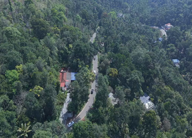 Aerial View of Scenic Mountain Roads and Tea Plantations in Munnar, Kerala, India