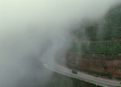 Aerial View of Scenic Mountain Roads and Tea Plantations in Munnar, Kerala, India