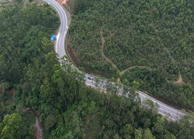 Aerial View of Scenic Mountain Roads and Tea Plantations in Munnar, Kerala, India