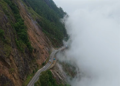 Aerial View of Scenic Mountain Roads and Tea Plantations in Munnar, Kerala, India