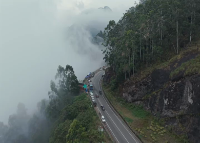 Aerial View of Scenic Mountain Roads and Tea Plantations in Munnar, Kerala, India