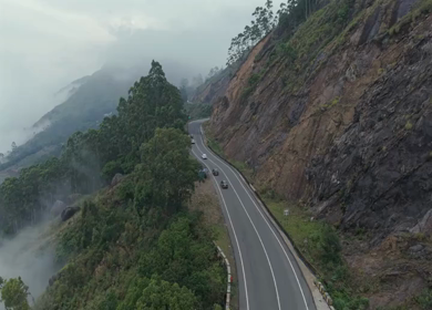 Aerial View of Scenic Mountain Roads and Tea Plantations in Munnar, Kerala, India