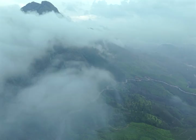 Aerial View of Scenic Mountain Roads and Tea Plantations in Munnar, Kerala, India