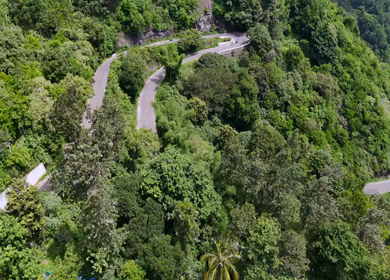 Aerial View of Scenic Mountain Roads and Tea Plantations in Munnar, Kerala, India